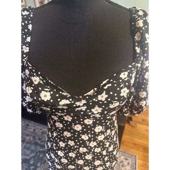 ASOS Design Puff Sleeve Ruched Bust Midi Split Dress – Women’s Elegant Style - Picture 12 of 12